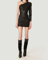 ODANJI ONE SHOUDLER LEATHER MINI DRESS image number null